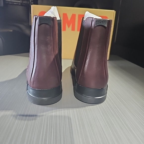 Camper Iman Ankle Boots Burgundy Leather Unisex Size Men 6.5/Wmn 8.5 EU 36 New - Picture 7 of 12